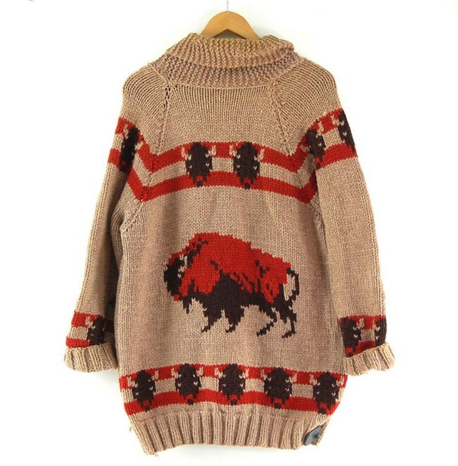 Back close up of Cowichan Sweater Buffalos