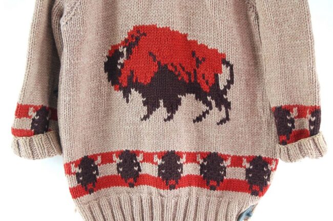 Back close up of Cowichan Sweater Buffalos