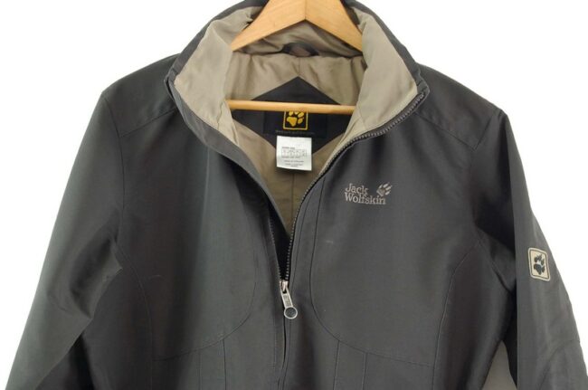 Close up of Jack Wolfskin Waterproof Jacket Grey Women