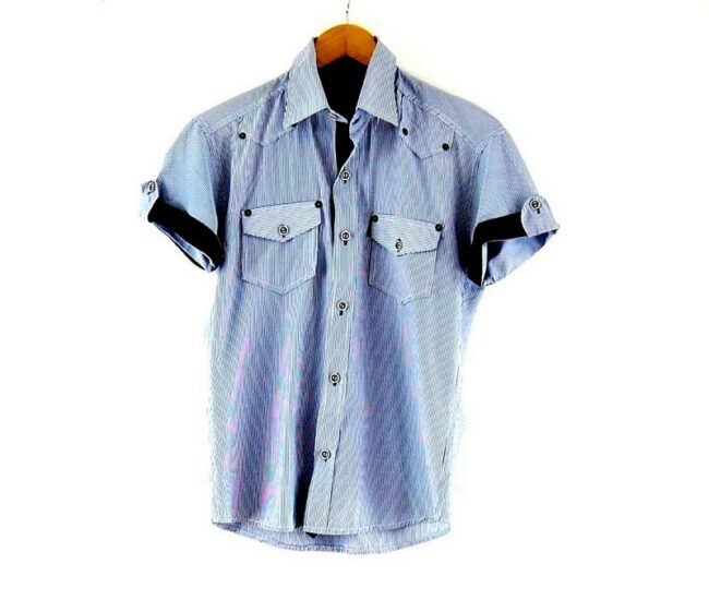 Short Sleeve Blue Striped Emporio Armani Shirt