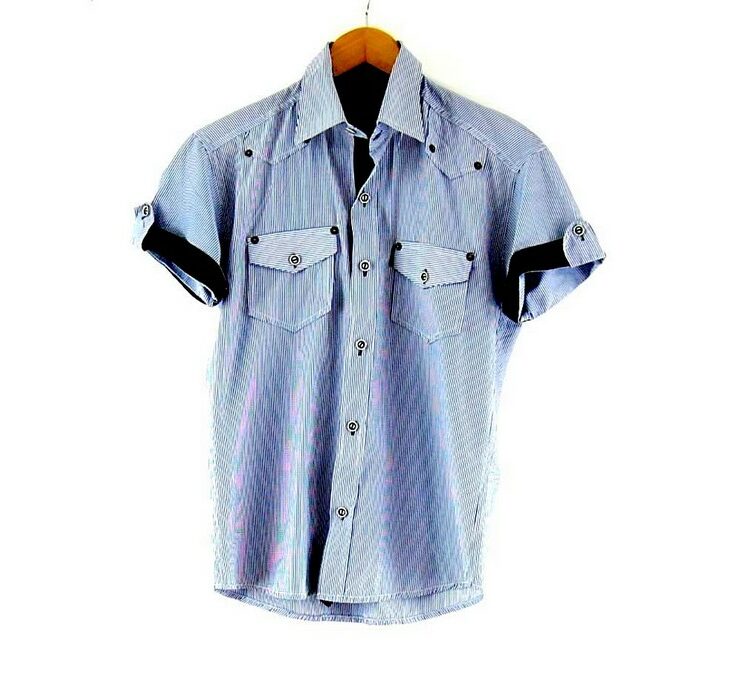 Short Sleeve Blue Striped Emporio Armani Shirt