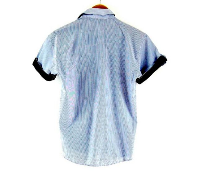 Back of Short Sleeve Blue Striped Emporio Armani Shirt