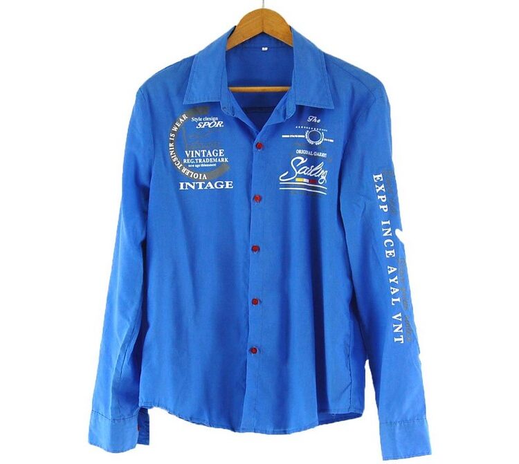 Blue Work Shirt with Logos