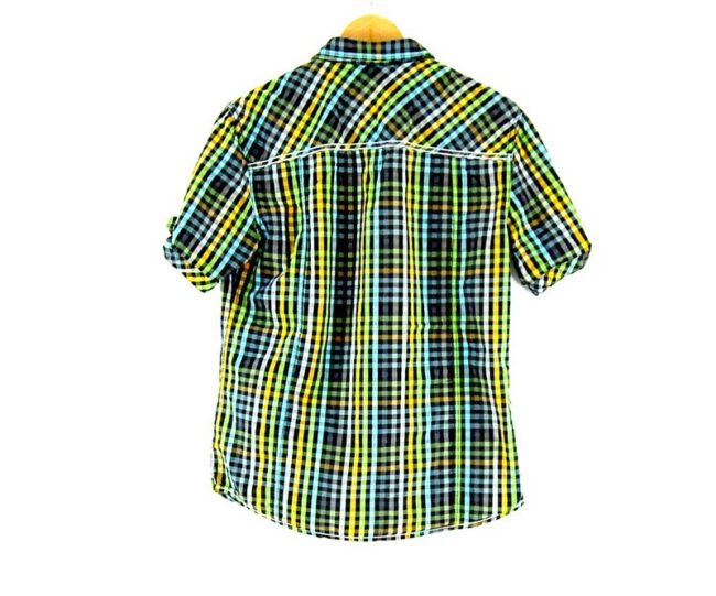 Back of Multicolored Check Short Sleeve Mustang Shirt