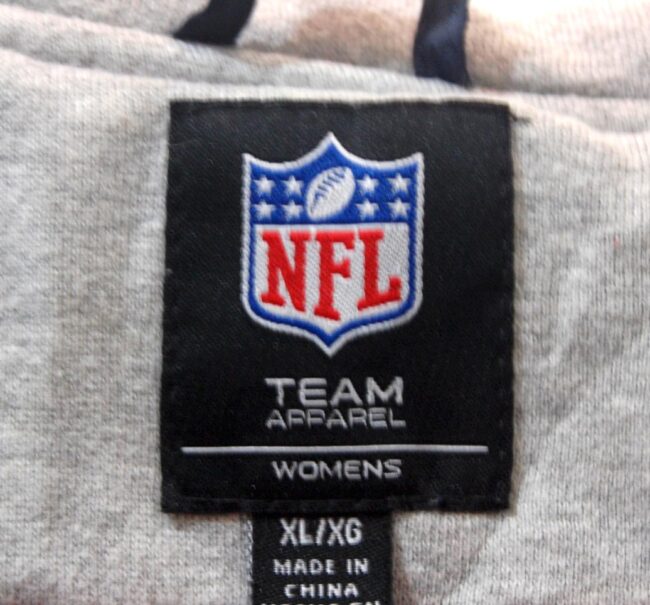 Close up of NFL Patriots Baseball Jacket Womens