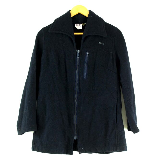 Zip Through Womens Navy Blue Wool Jacket