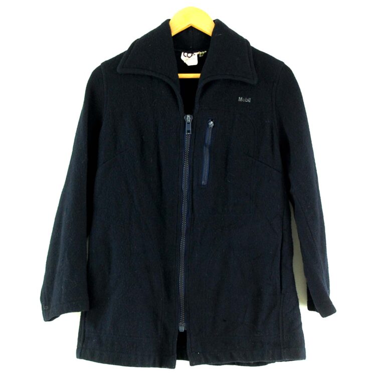 Zip Through Womens Navy Blue Wool Jacket