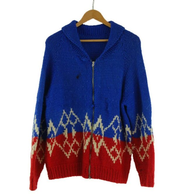 Cowichan Sweater Blue and Red