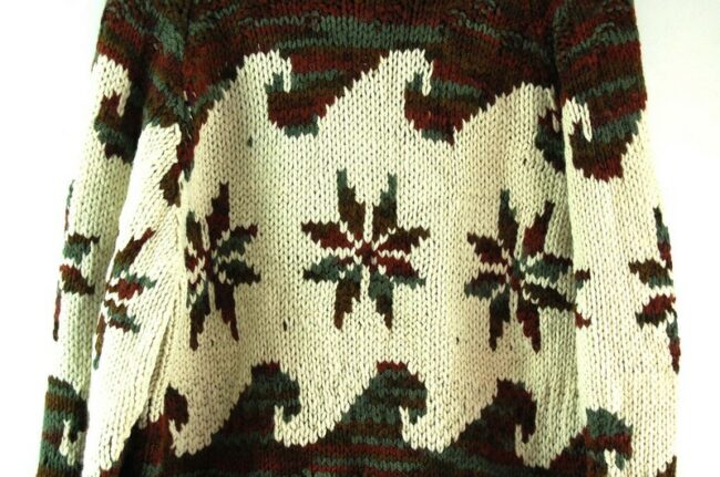 Back close up of 70s Snowflake Cowichan Sweater
