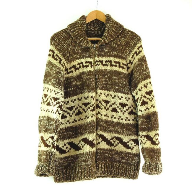 80s Brown and Cream Cowichan Sweater