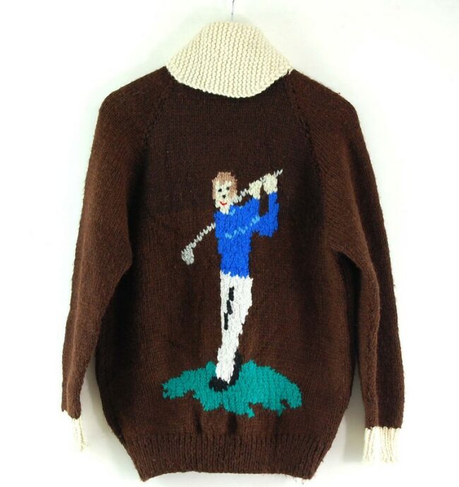 Back of Cowichan Sweater Golf Themed