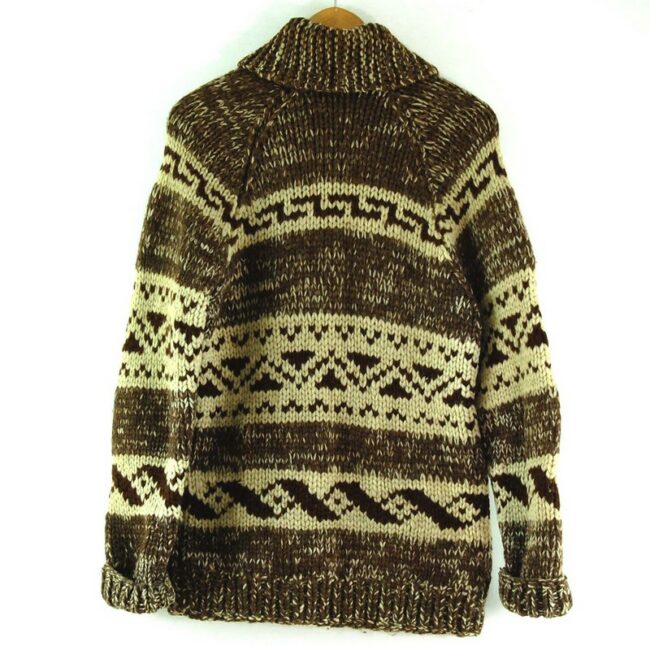 Back of 80s Brown and Cream Cowichan Sweater