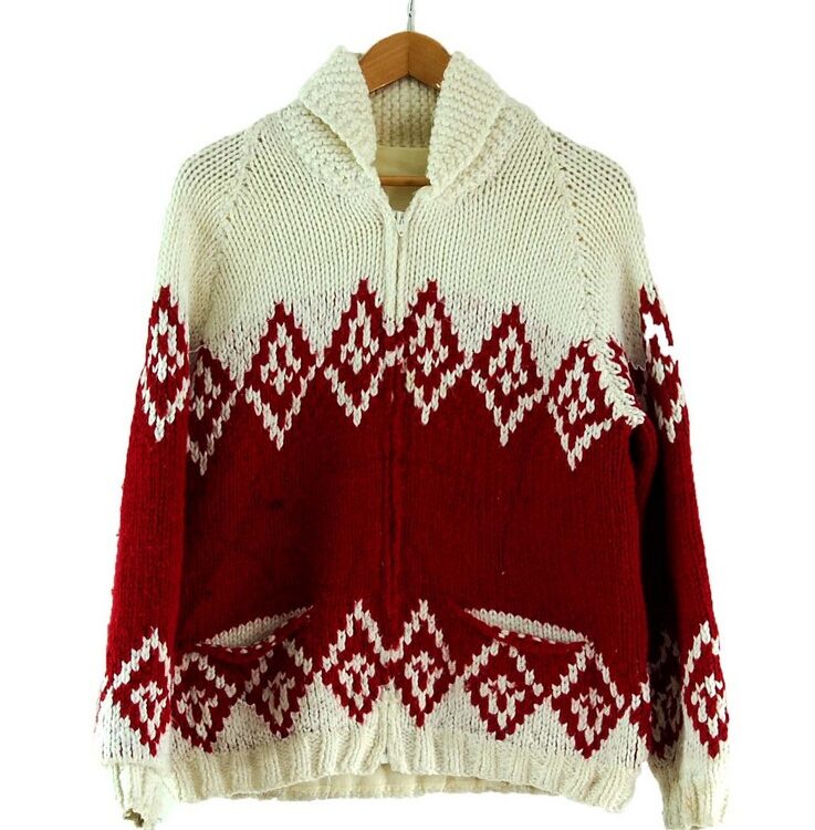 80s Red and White Cowichan Sweater