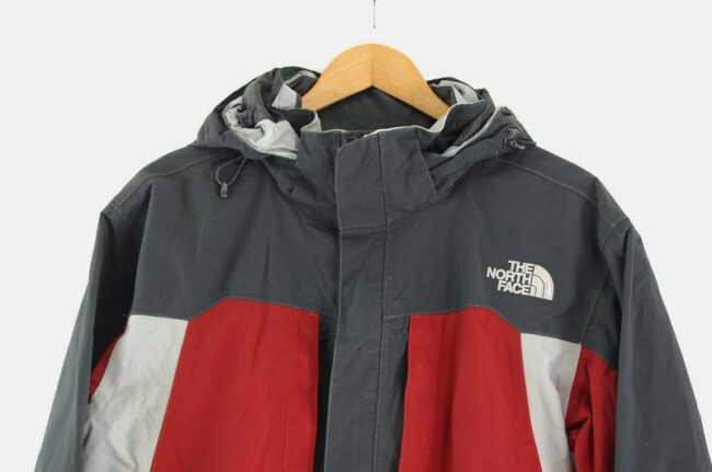 Close up of The North Face Jacket Red and Grey