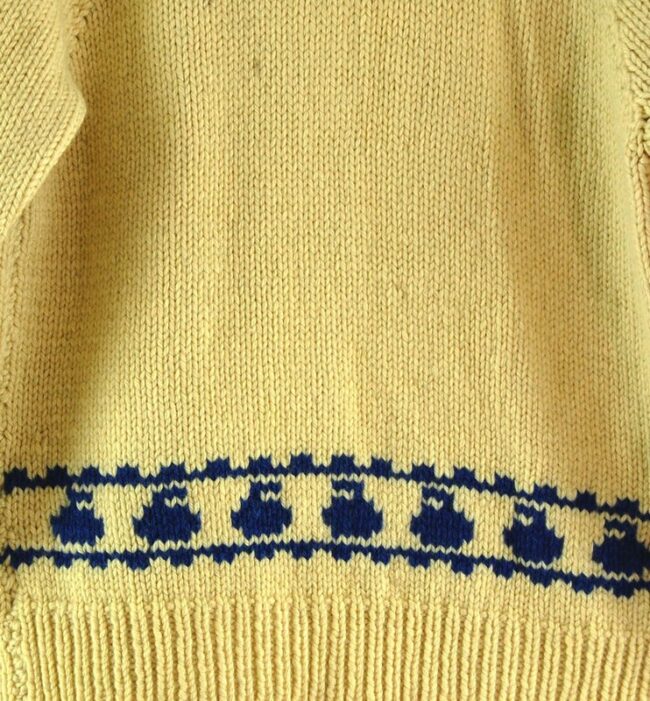 Back close up of Cowichan Sweater Curling Theme