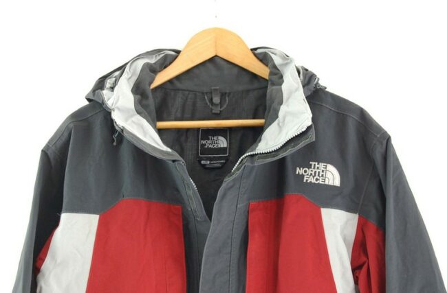 Close up of The North Face Jacket Red and Grey