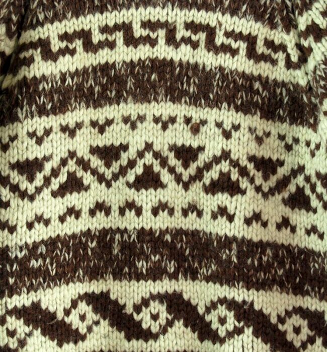 Close up of 80s Traditional Cowichan Sweater