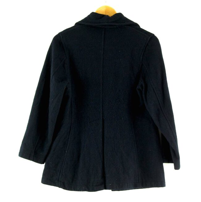 Back of Zip Through Womens Navy Blue Wool Jacket