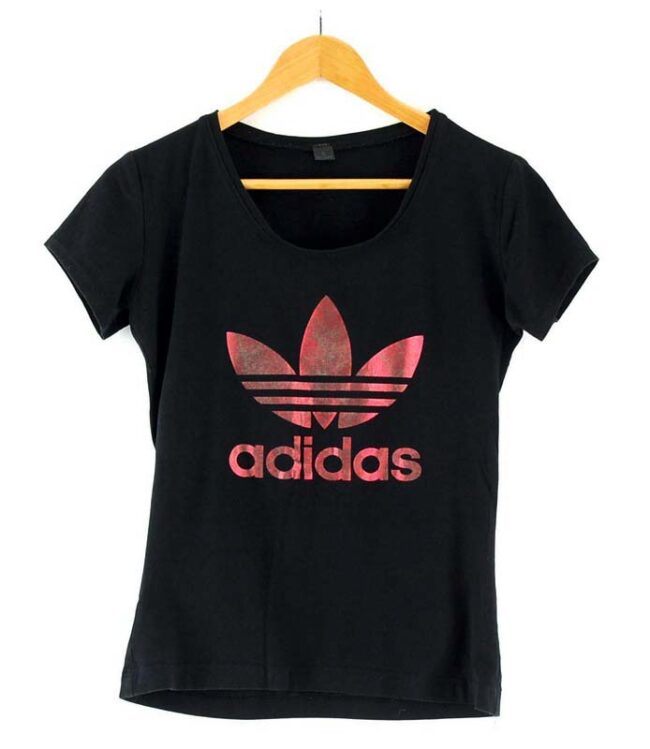 Womens Black Adidas Trefoil Tee