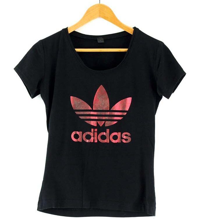 Womens Black Adidas Trefoil Tee