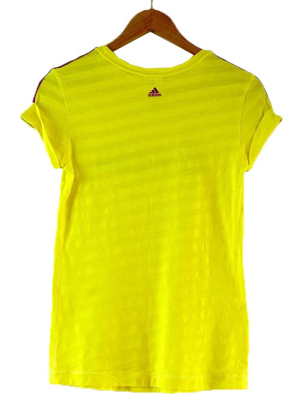 Yellow Adidas T Shirt Womens - UK 8 - Blue 17 Vintage Clothing