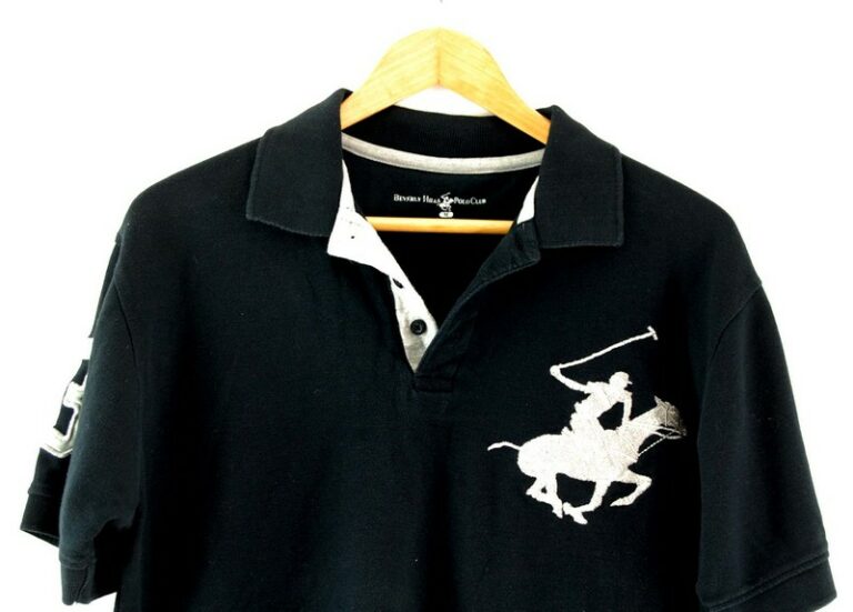 Horse logo Polo Shirt - UK M - Blue 17 Vintage Clothing