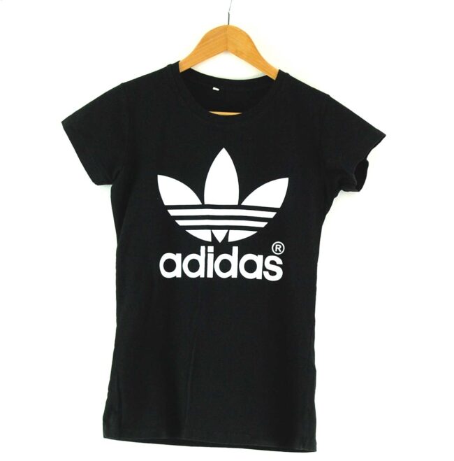 Womens Black Adidas Trefoil T Shirt