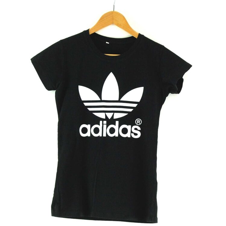 Womens Black Adidas Trefoil T Shirt