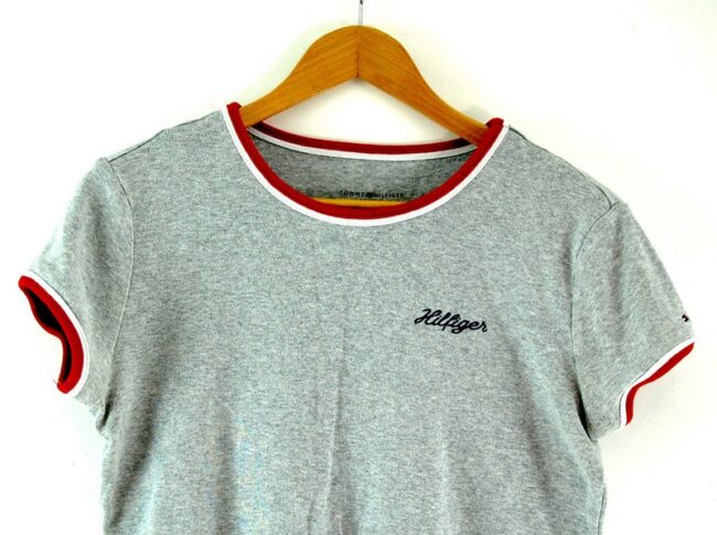 Close up of Tommy Hilfiger Grey T Shirt