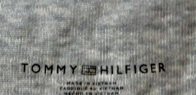 Close up of Tommy Hilfiger Grey T Shirt