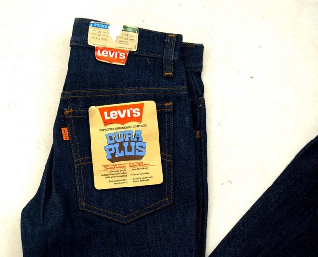 Close up of Deadstock Dura Plus Levis Bell Bottom Jeans