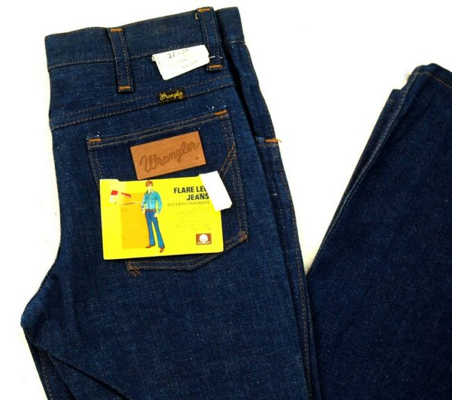 Close up of 70s Deadstock Wrangler Flare Leg Jeans WPL 6428