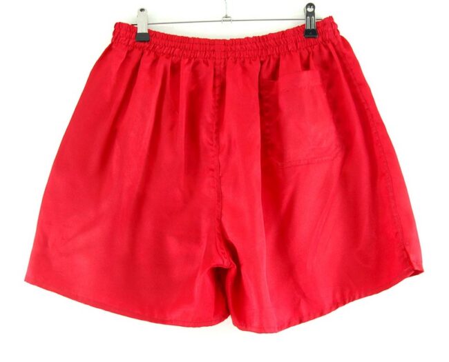 Back of Mens Red Satin Active Shorts