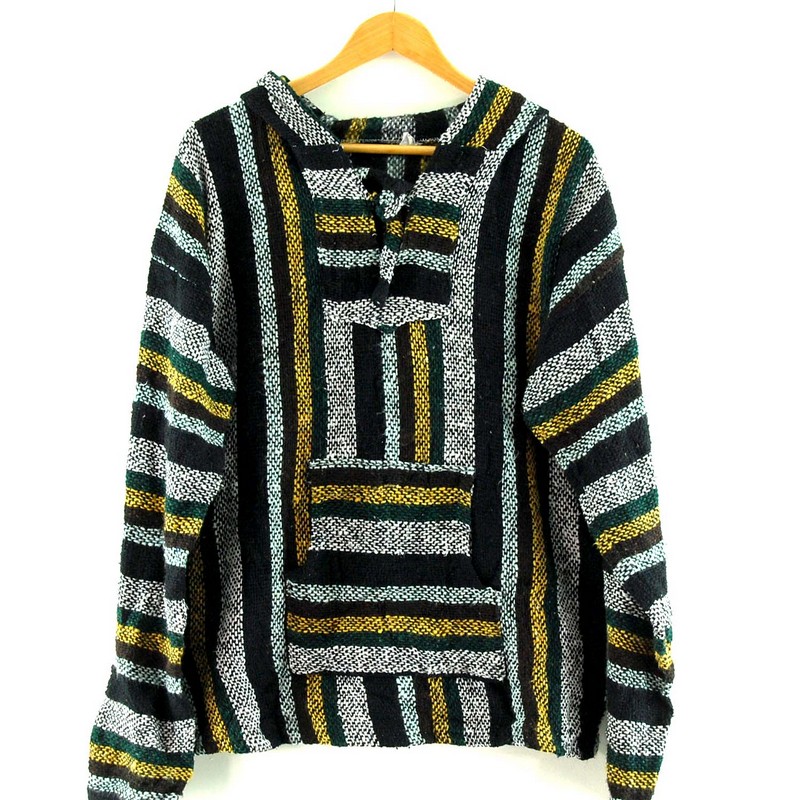 Multi Color Baja Hoodie UK Size L Blue 17 Vintage Clothing