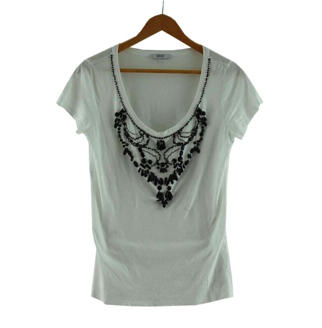 White Beaded Liu Jo T Shirt