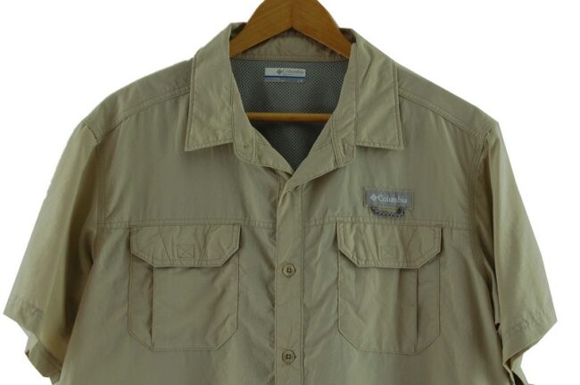 Close up of Beige Columbia Short Sleeve Shirt