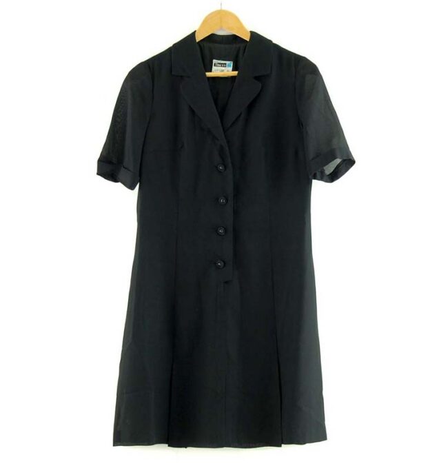 50s Aline Black Dress Knee Length