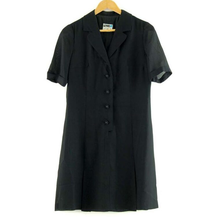 50s Aline Black Dress Knee Length