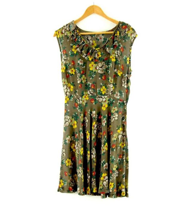 1940s Vintage Floral Chiffon Dres