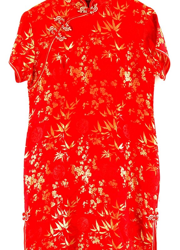 Close up of Chinese Floral Dress