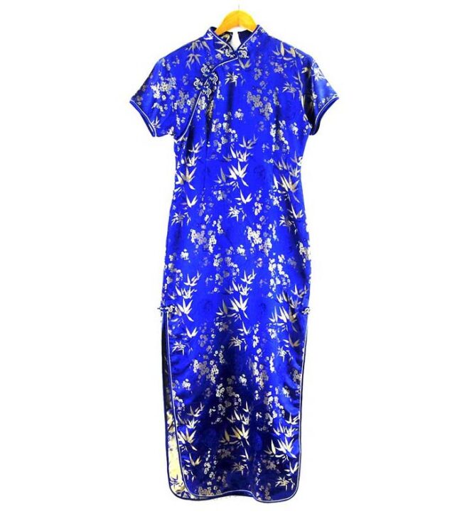 Long Blue Chinese Dress