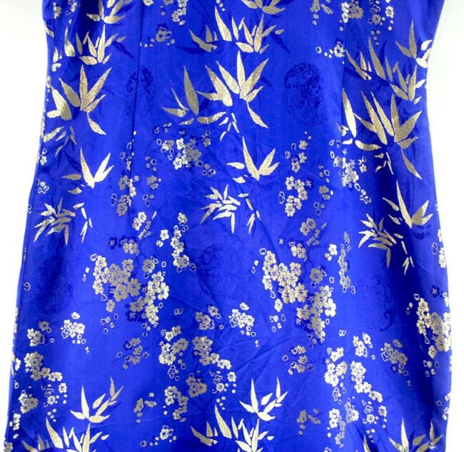 Close up of Long Blue Chinese Dress