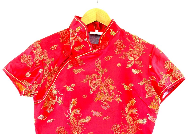 Close up of Chinese Satin Dress