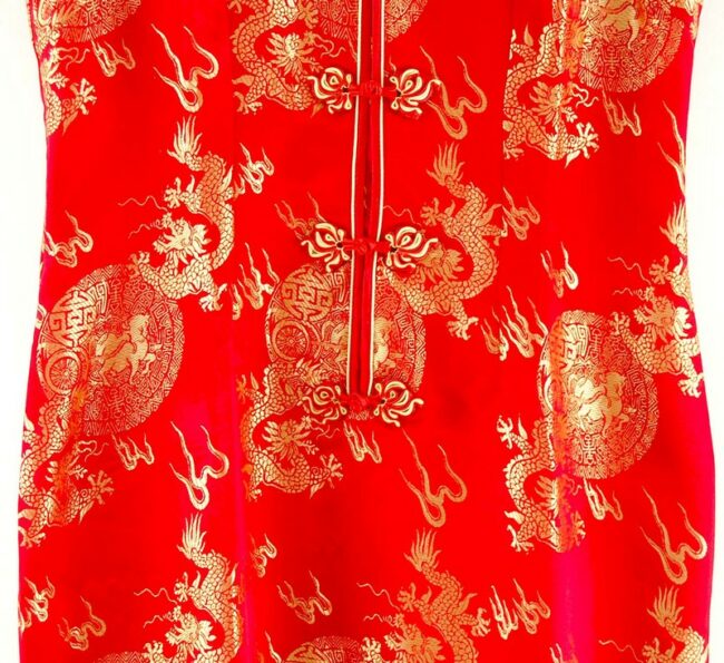 Close up of Long Red Chinese Dress