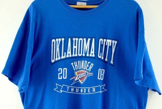 Close up of Blue NBA Oklahoma City Thunder Tee