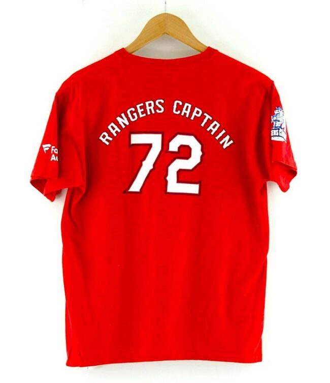 Back of Red Texas Rangers Captain Tee