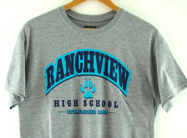 Close up of Grey Ranchview High School Tee