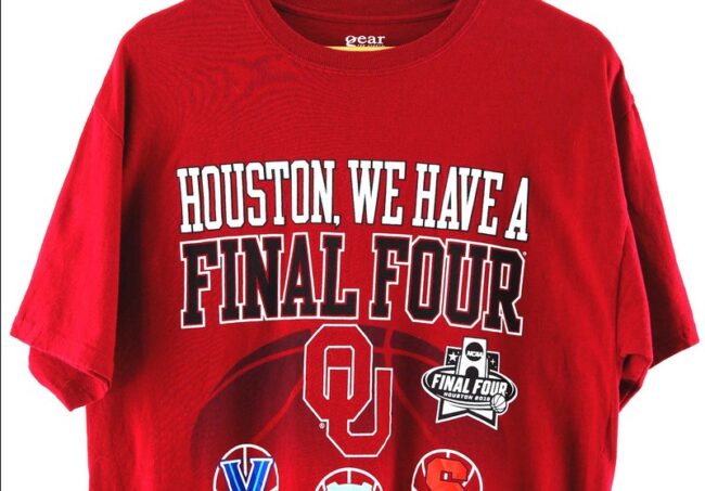 Close up of Red Houston Final Four Tee