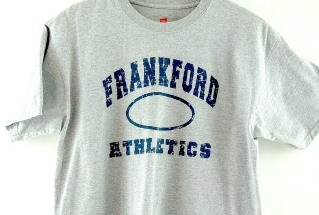 Close up of Grey Frankford Athletics American Sports Tee