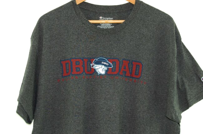 Close up of DBU Dad Dallas Baptist University Vintage Champion T Shirt